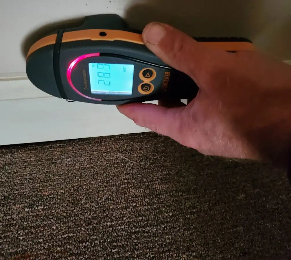Moisture detection at baseboard during Mold Inspection & Testing in Penn
